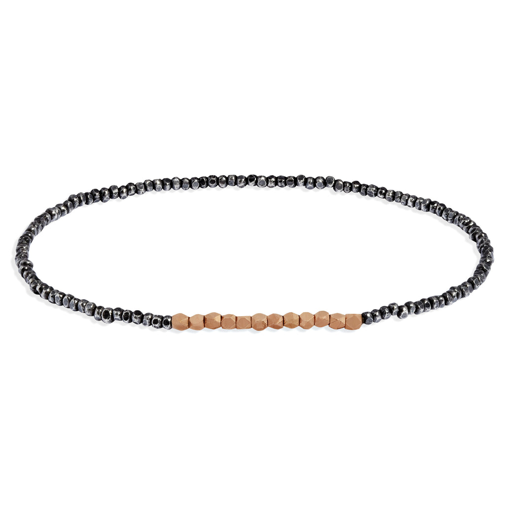 Women's Oxidised Silver and Rose Gold Beaded Bracelet