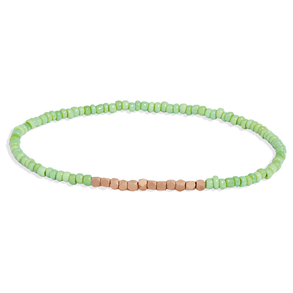 Women's Mint Green Beaded Bracelet with Rose Gold