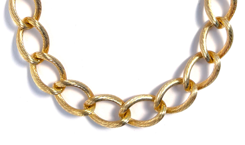 Vintage Christian Dior Ribbed Link Necklace, 1980s