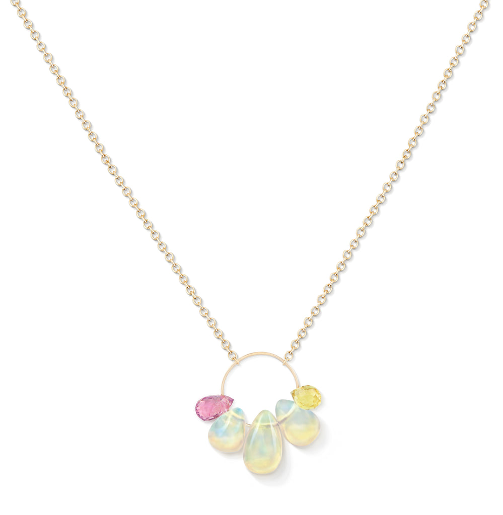 Opal, Sapphire and 18 Karat Gold Cluster Necklace by Allison Bryan