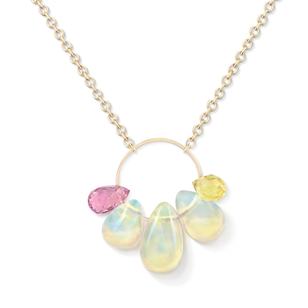 Opal, Sapphire and 18 Karat Gold Cluster Necklace by Allison Bryan