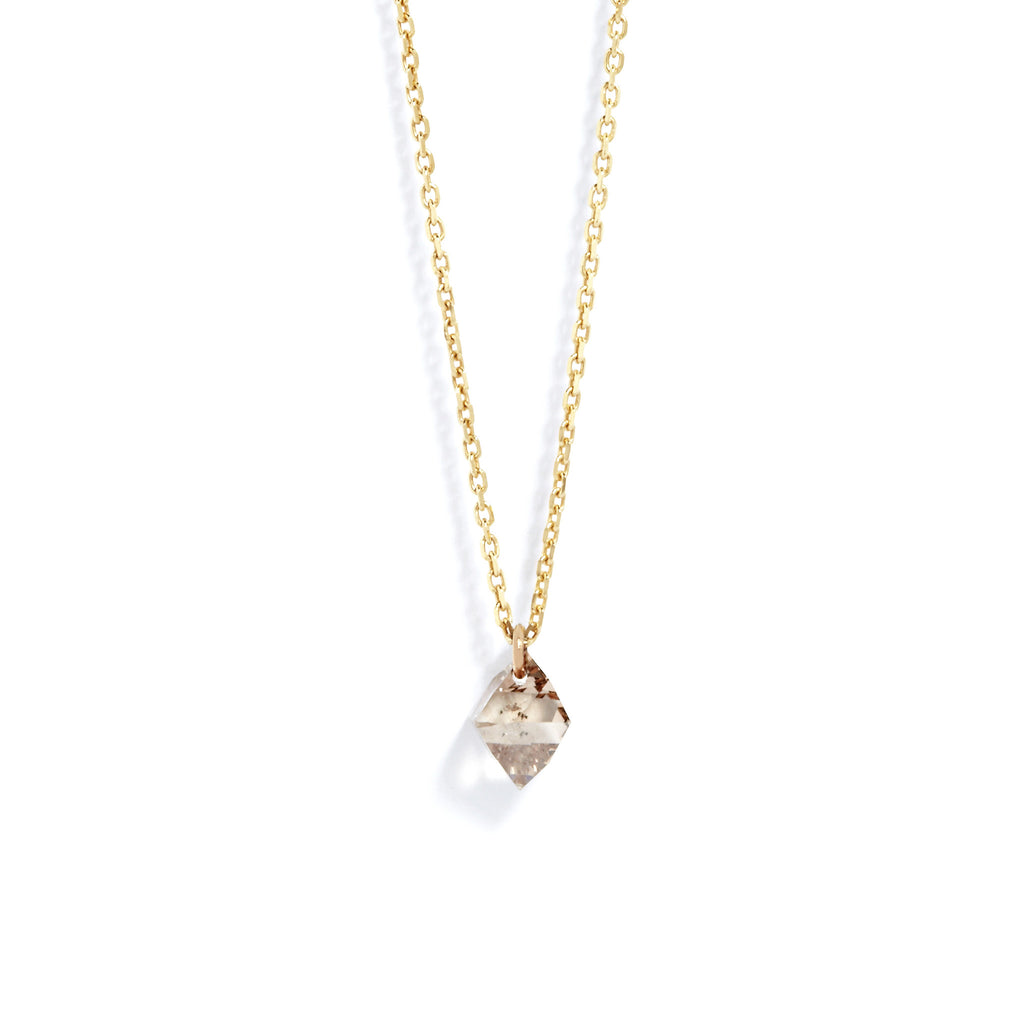 Cognac Diamond Drop Necklace in Yellow Gold