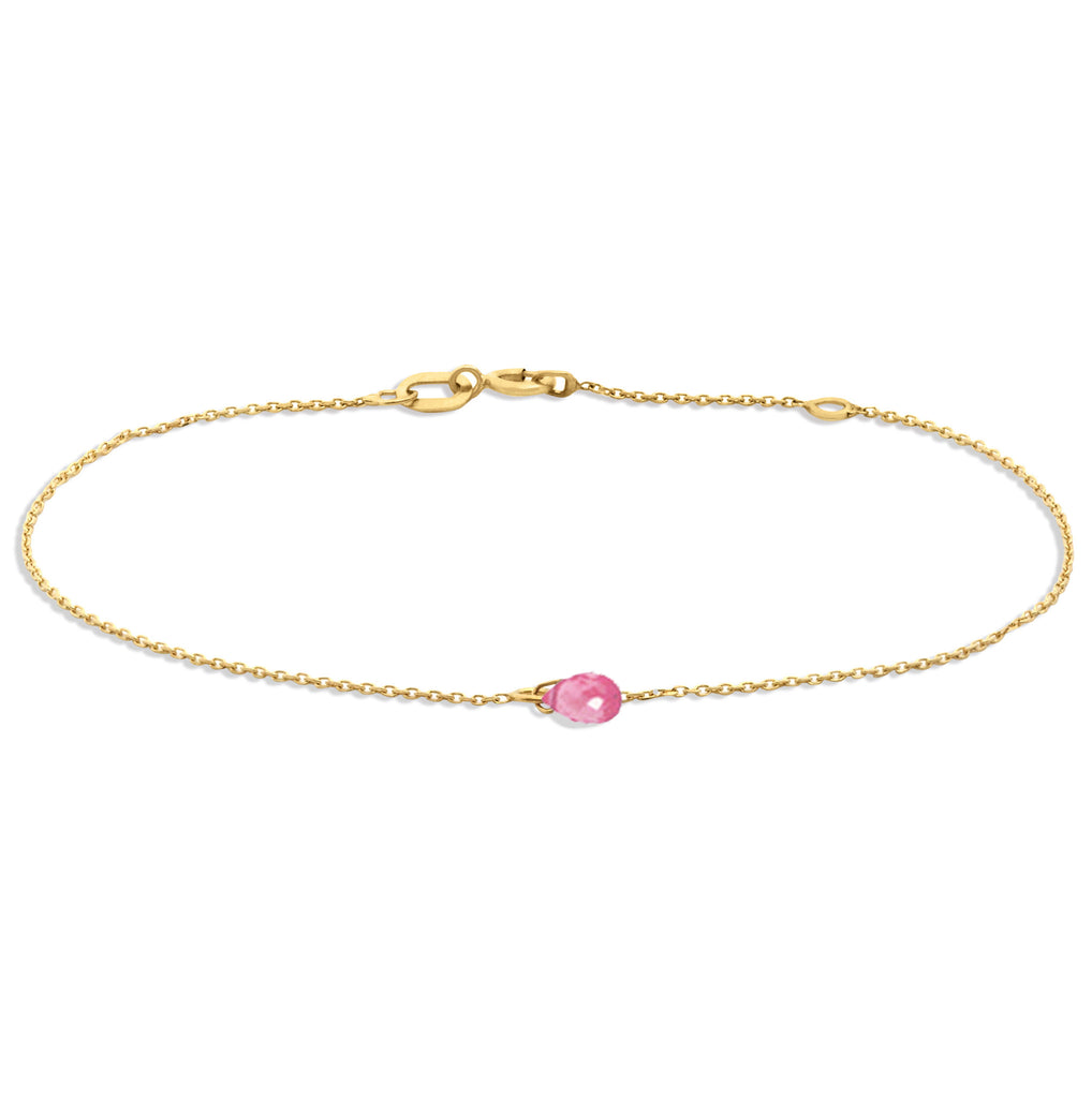 Pink Sapphire Drop Bracelet in Yellow Gold