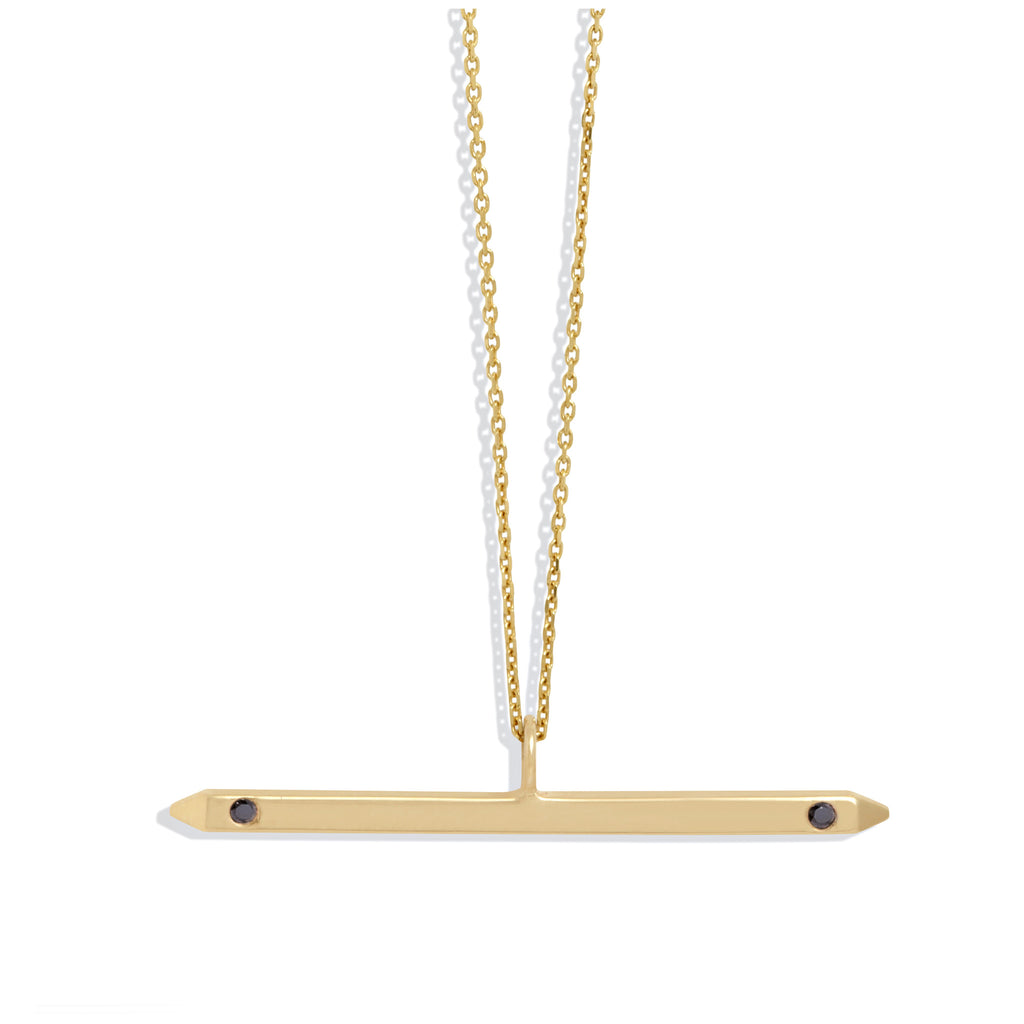 Bar Necklace in Yellow Gold with Black Diamonds