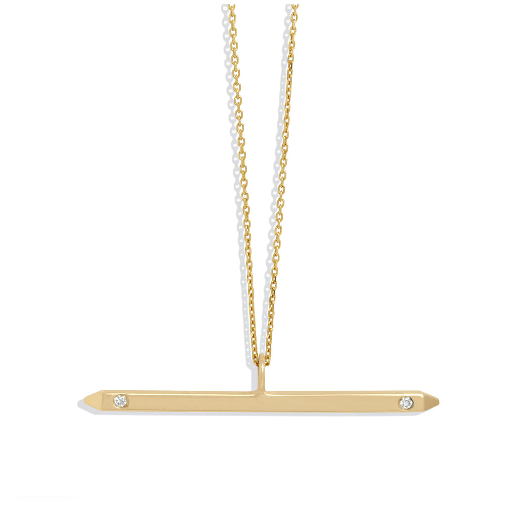 Bar Necklace in Yellow Gold with White Diamonds