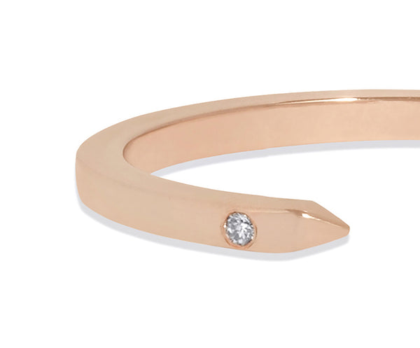 Slim Open Ring in 18k Rose Gold with White Diamonds