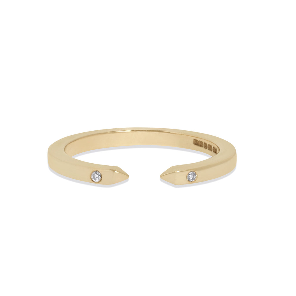 Open Ring in Yellow Gold with White Diamonds