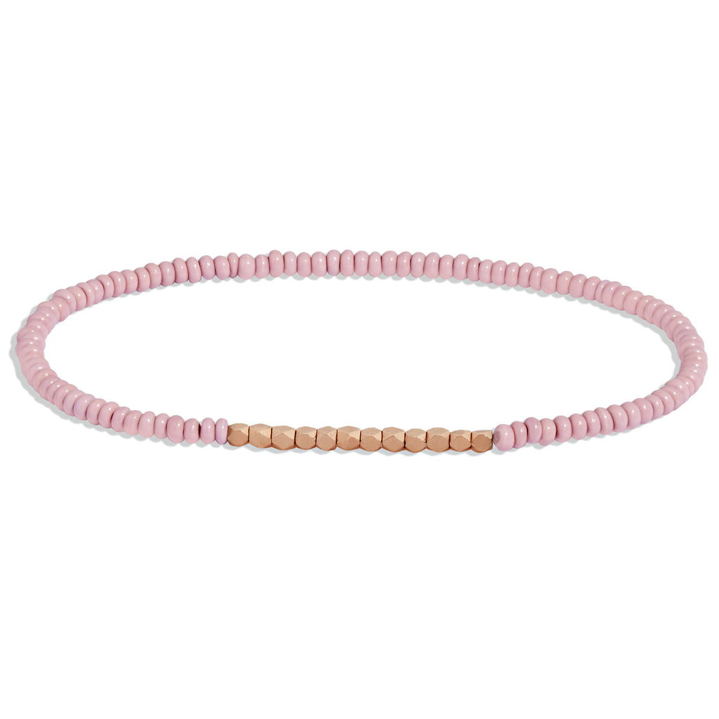 Women's Dusty Pink Beaded Bracelet with Rose Gold
