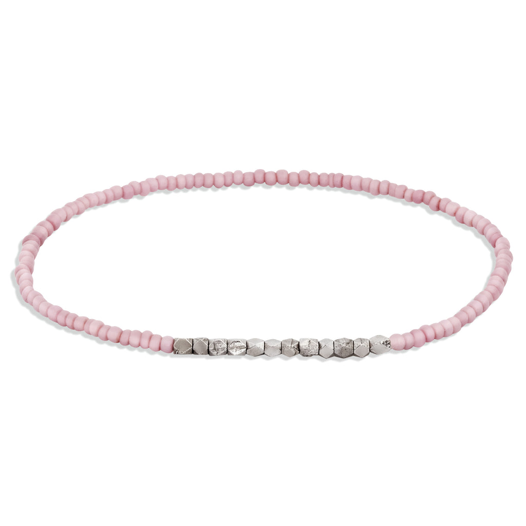 Women's Pale Lilac Beaded Bracelet with White Gold