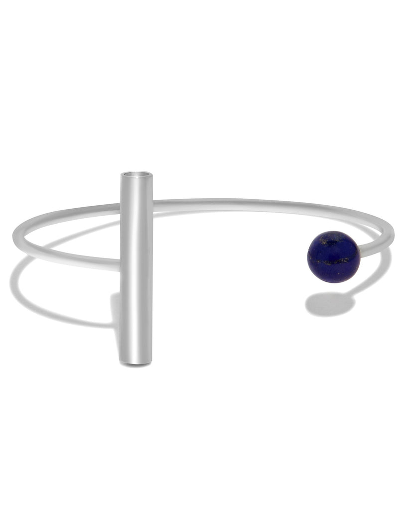 Geometric Cuff in Lapis and Sterling Silver