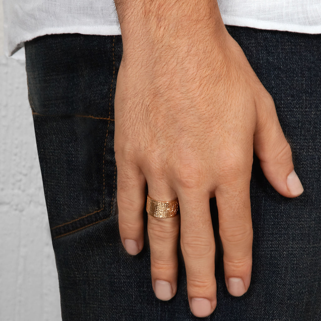 Men's Cigar Paper Ring in Rose Gold