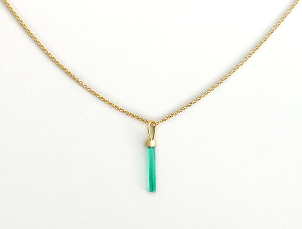 Emerald Needle Pendant Necklace