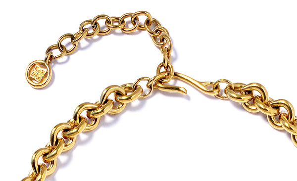 Vintage Givenchy Round Link Chain Necklace with Logo, 1990s