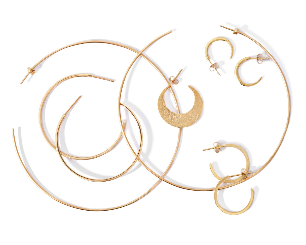Gold Crescent Hoop Earrings
