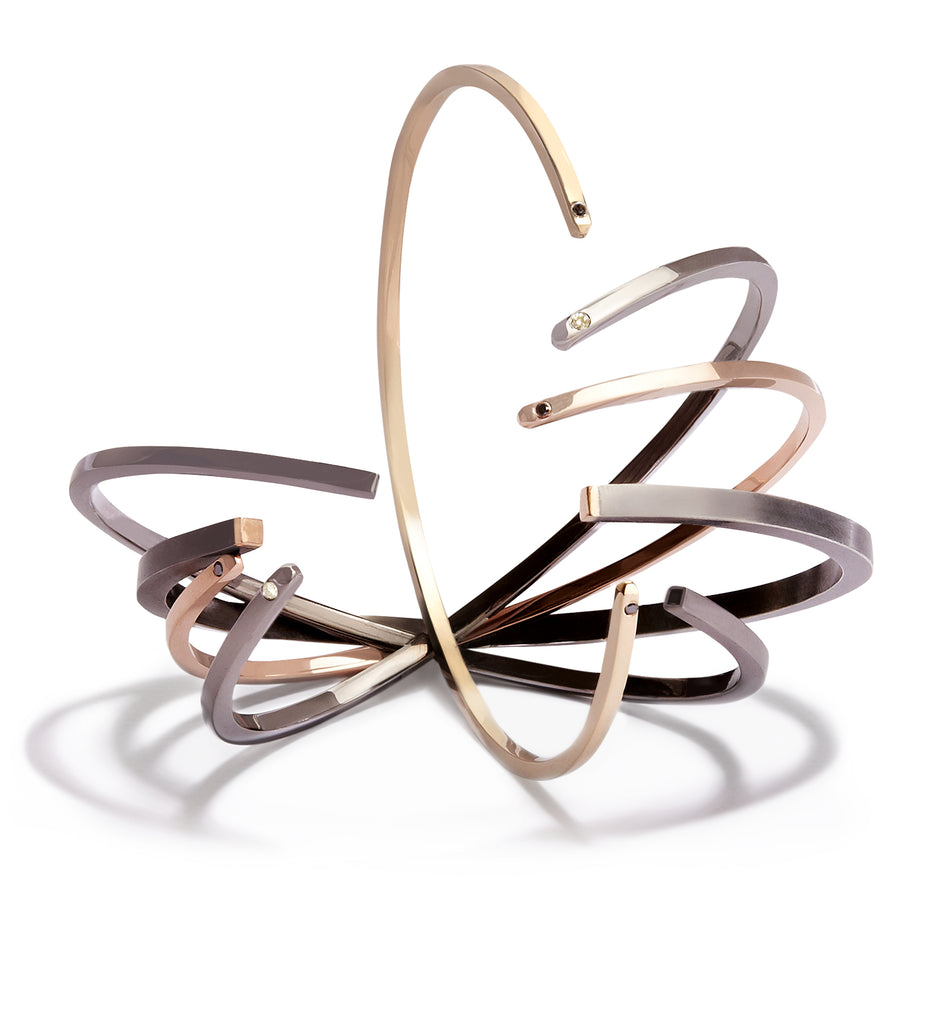 Men's Medium Cuff in 18k Rose Gold and Oxidised Silver