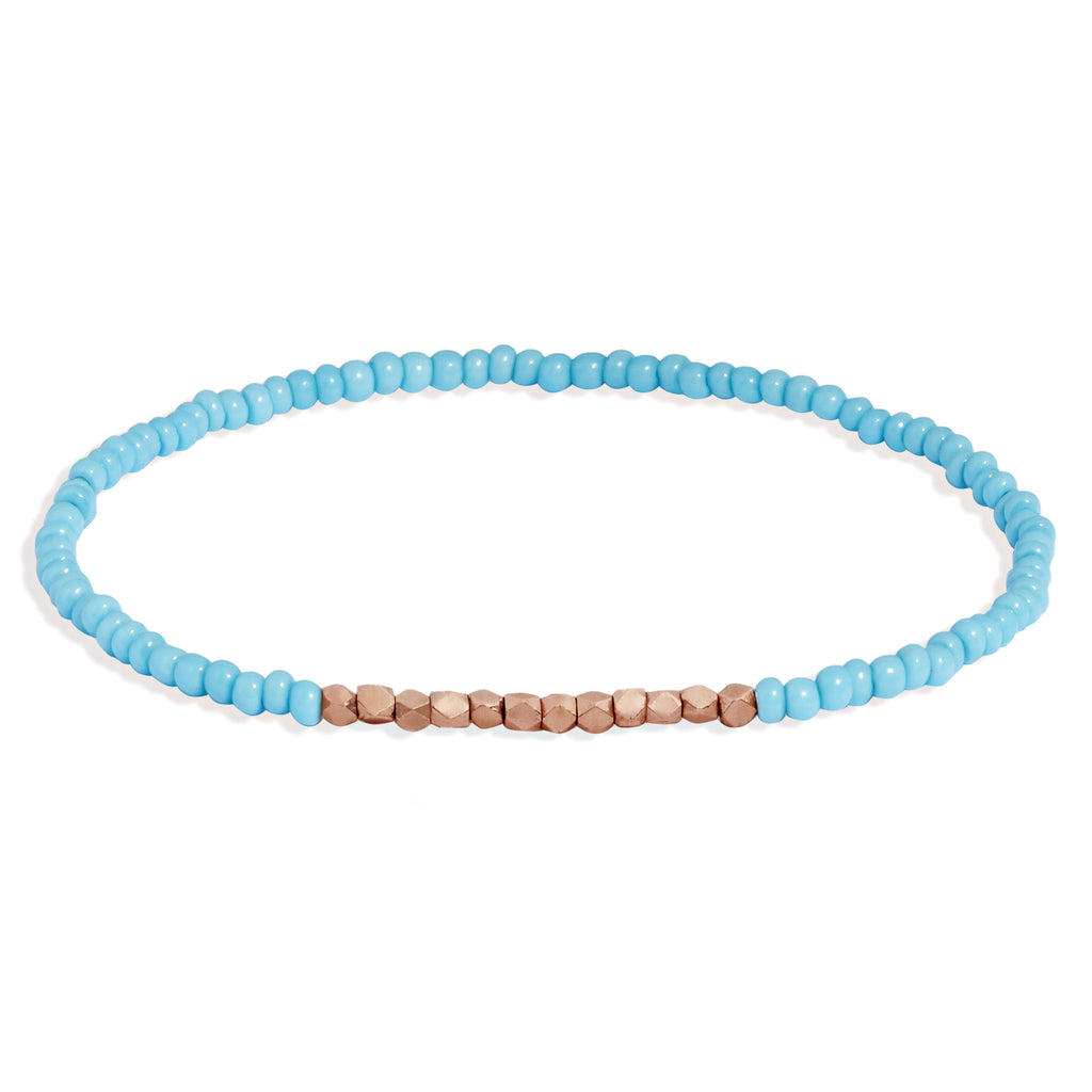 Women's Turquoise Beaded Bracelet with Rose Gold