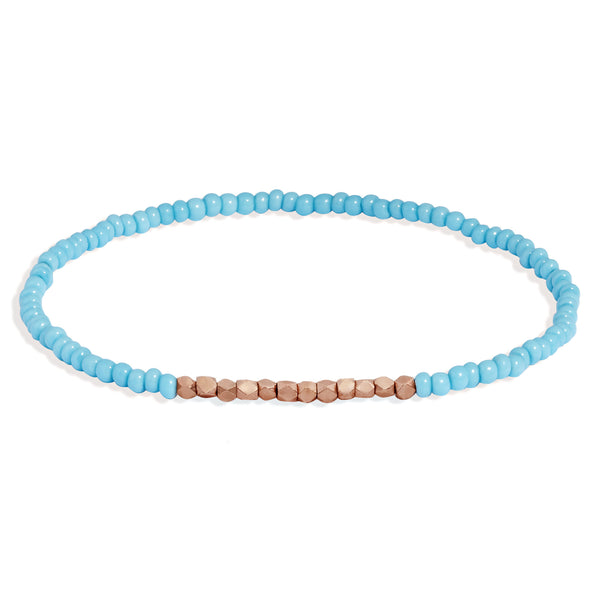 Men's Turquoise Beaded Bracelet with Rose Gold