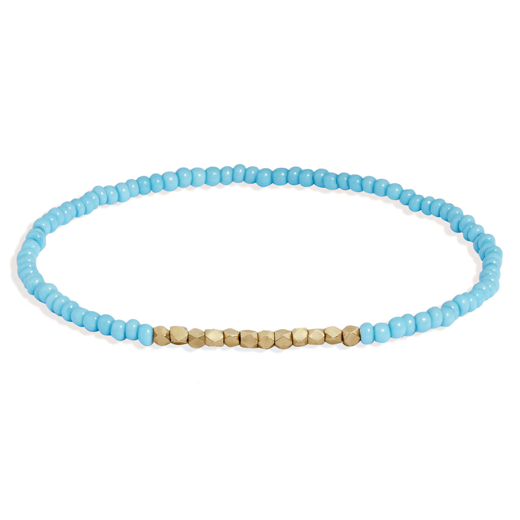 Women's Turquoise Beaded Bracelet with Yellow Gold