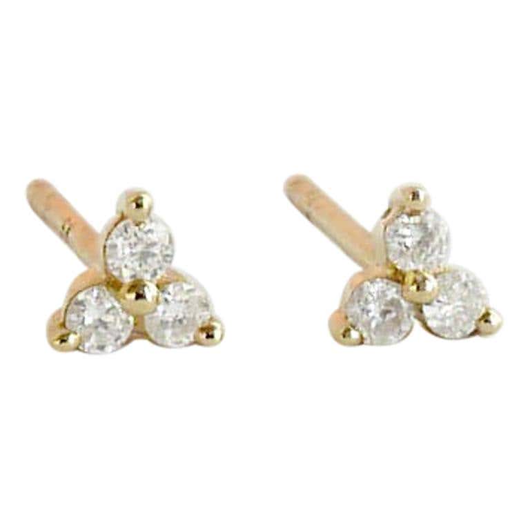 Trefoil Diamond Stud Earrings